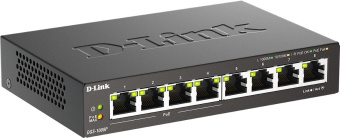 Коммутатор D-Link DGS-1008P DGS-1008P/F3A (L2) 8x1Гбит/с 4PoE+ 60W неуправляемый от магазина РЭССИ