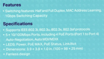 Коммутатор TP-Link TL-SF1005P 5x100Mb 4PoE 58W неуправляемый от магазина РЭССИ