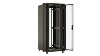 Шкаф серверный Hyperline TTBR-4282-DD-RAL9004 напольный 42U 800x1200мм пер.дв.перфор.2ств. 4 бок.пан. задн.дв.перфор.2-хст. 1000кг черный 1110мм 2055мм IP20 сталь от магазина РЭССИ