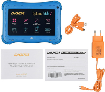 Планшет Digma Optima Kids 7 RK3126C (1.2) 4C RAM1Gb ROM16Gb 7" IPS 1024x600 Android 8.1 голубой 2Mpix 0.3Mpix BT WiFi Touch microSD 128Gb minUSB 2500mAh от магазина РЭССИ