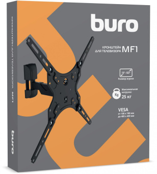 Кронштейн для телевизора Buro MF1 черный 13"-60" макс.25кг настенный поворот и наклон от магазина РЭССИ