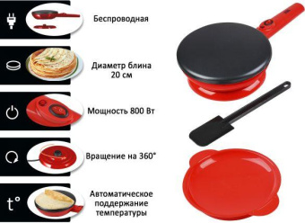 Блинница GFGril GFC-B400 800Вт красный от магазина РЭССИ