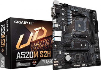 Материнская плата Gigabyte A520M S2H Soc-AM4 AMD A520 2xDDR4 mATX AC`97 8ch(7.1) GbLAN RAID+VGA+DVI+HDMI от магазина РЭССИ