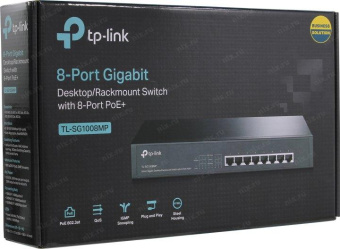 Коммутатор TP-Link TL-SG1008MP 8G 8PoE+ 126W неуправляемый от магазина РЭССИ