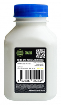 Тонер Cactus CS-TBRCHUY-60 желтый флакон 60гр. для принтера Brother Color Universal от магазина РЭССИ