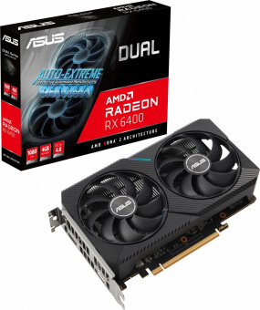 Видеокарта Asus PCI-E 4.0 DUAL-RX6400-4G AMD Radeon RX 6400 4096Mb 64 GDDR6 2039/16000 HDMIx1 DPx1 HDCP Ret от магазина РЭССИ