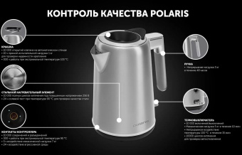 Чайник электрический Polaris PWK 1746CA Water Way Pro 1.7л. 2200Вт сталь корпус: металл/пластик от магазина РЭССИ