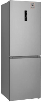 Холодильник Weissgauff WRK 185 Total NoFrost Inverter Inox 2-хкамерн. нержавеющая сталь инвертер от магазина РЭССИ