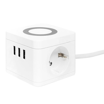Удлинитель Куб 2 гнезда 3USB 2,4А+зарядное устройство 1,3 метра 1мм2 от магазина РЭССИ