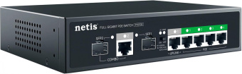 Коммутатор Netis P107GS (L2) 6x1Гбит/с 1xКомбо(1000BASE-T/SFP) 2SFP 4PoE 65W неуправляемый от магазина РЭССИ