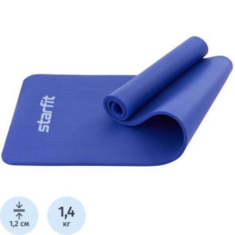 Коврик для йоги и фитнеса Starfit FM-301 NBR 1.2 см 183x61 см темно-синий УТ-00018920 от магазина РЭССИ