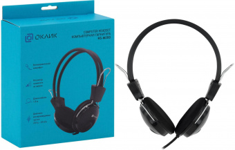 Наушники с микрофоном Оклик HS-M200 черный 1.8м накладные оголовье (1532011) от магазина РЭССИ