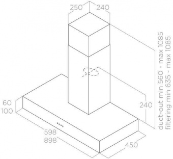 Вытяжка каминная Elica Spot NG H6 IX/A/60 нержавеющая сталь управление: кнопочное (1 мотор) от магазина РЭССИ