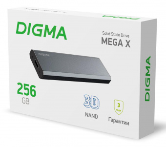 Накопитель SSD Digma USB 3.2 256Gb DGSM8256G1MGG MEGA X 1.8" темно-серый от магазина РЭССИ