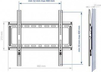 Кронштейн для телевизора Kromax IDEAL-3 черный 22"-65" макс.50кг настенный фиксированный от магазина РЭССИ