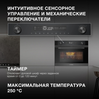 Духовой шкаф Электрический Hyundai HMEO 6540 DX черный от магазина РЭССИ