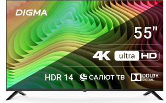 Телевизор LED Digma 55" DM-LED55UBB40 Салют ТВ Frameless Metal черный 4K Ultra HD 60Hz DVB-T DVB-T2 DVB-C DVB-S DVB-S2 USB WiFi Smart TV от магазина РЭССИ