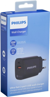 Сетевое зар./устр. Philips DLP4317 20W 0.8A (PD) USB/USB Type-C универсальное черный (DLP4317CB/70) от магазина РЭССИ