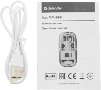Мышь Defender Ixes MM-999 прозрачный оптическая 2400dpi silent беспров. BT/Radio USB 4but (52999) от магазина РЭССИ