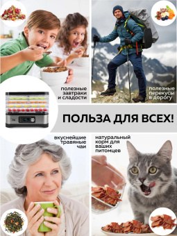 Сушка для фруктов и овощей GFGril GFD-001 6под. 500Вт серебристый от магазина РЭССИ