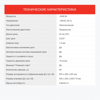 Электрическая цепная пила Starwind SE-2418-SM 2400Вт дл.шины:18" (45cm) от магазина РЭССИ