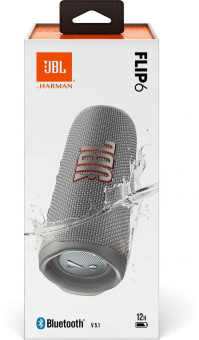 Колонка порт. JBL Flip 6 серый 30W 1.0 BT 10м 4800mAh (JBLFLIP6GREY) от магазина РЭССИ