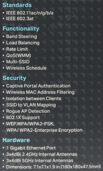 Точка доступа TP-Link EAP245 AC1750 10/100/1000BASE-TX белый от магазина РЭССИ