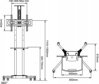 Стойка для телевизора Arm Media PT-STAND-12 черный 32"-70" макс.55кг напольный фиксированный от магазина РЭССИ