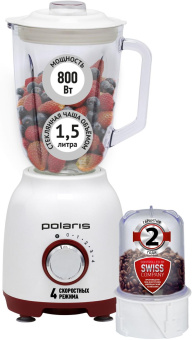 Блендер стационарный Polaris PTB 0821G 800Вт белый/красный от магазина РЭССИ