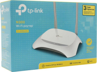 TP-Link TL-WR840N 300Mbps Wireless N Router, Broadcom, 2T2R, 2.4GHz, 802.11b/g/n, 1 10/100Mbps WAN + 4 10/100Mbps LAN ports, internal antennas, support Russian PPTP/L2TP/PPPoE, IGMP Snooping/Proxy, Bridge and 802.1Q TAG VLAN for IPTV, RU WEB от магазина РЭССИ