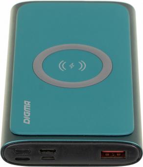Мобильный аккумулятор Digma DGPQ10G 10000mAh 3A QC PD 20W 1xUSB беспров.зар. зеленый (DGPQ10G22CGN) от магазина РЭССИ