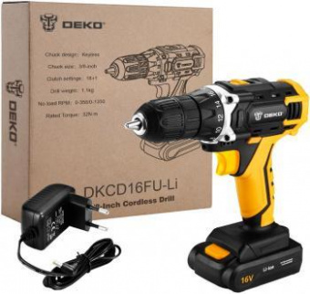 Дрель-шуруповерт Deko DKCD16FU-Li аккум. патрон:быстрозажимной (063-4098) от магазина РЭССИ