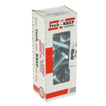 Болт DIN 933 с шестигранной головкой оцинкованный М8х40 25шт - коробка Tech-Krep 105210 от магазина РЭССИ