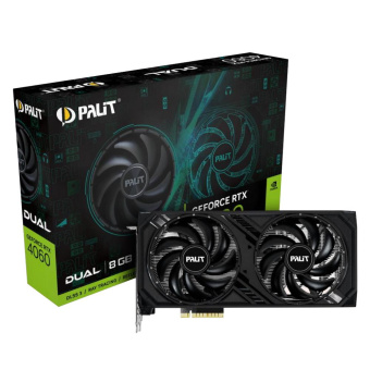Видеокарта Palit PCI-E 4.0 RTX4060 DUAL NVIDIA GeForce RTX 4060 8192Mb 128 GDDR6 1830/17000 HDMIx1 DPx3 HDCP Ret от магазина РЭССИ