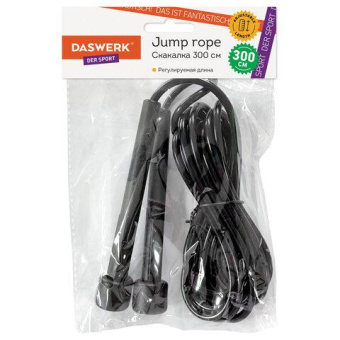 Спортивная скакалка DASWERK 300 см Пвх регулируемая длина черная 680027 от магазина РЭССИ