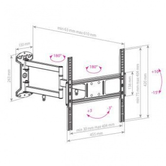 Кронштейн для телевизора Arm Media LCD-415 черный 24"-55" макс.35кг настенный поворотно-выдвижной и наклонный от магазина РЭССИ