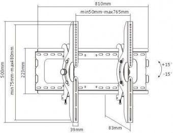 Кронштейн для телевизора Ultramounts UM843T черный 37"-75" макс.75кг настенный наклон от магазина РЭССИ