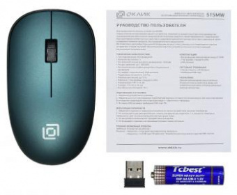 Мышь Оклик 515MW черный/зеленый оптическая (1000dpi) беспроводная USB для ноутбука (3but) от магазина РЭССИ