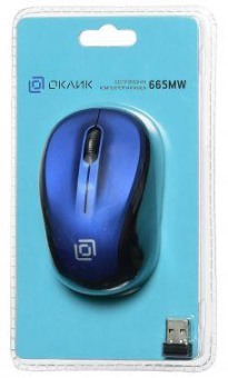 Мышь Оклик 665MW черный/синий оптическая (1600dpi) беспроводная USB для ноутбука (4but) от магазина РЭССИ