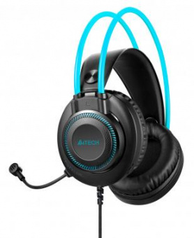 Наушники с микрофоном A4Tech Fstyler FH200U серый/синий 2м накладные USB оголовье (FH200U BLUE) от магазина РЭССИ