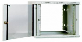 Шкаф коммутационный ЦМО ШРН-ЭКОНОМ (ШРН-Э-9.500) настенный 9U 600x520мм пер.дв.стекл 75кг серый 470мм 17.6кг 180град. 480мм от магазина РЭССИ