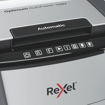 Шредер Rexel Optimum AutoFeed 100M черный с автоподачей (секр.P-5) фрагменты 100лист. 34лтр. скрепки скобы пл.карты от магазина РЭССИ