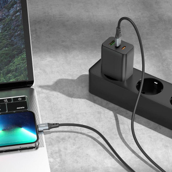 Кабель Hoco X92 Honest PD USB Type-C (m)-Lightning (m) 3м черный коробка от магазина РЭССИ