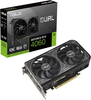 Видеокарта Asus PCI-E 4.0 DUAL-RTX4060-O8G-V2 NVIDIA GeForce RTX 4060 8Gb 128bit GDDR6 2505/17000 HDMIx1 DPx3 HDCP Ret от магазина РЭССИ
