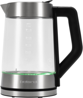 Чайник электрический Polaris PWK 1725CGLD 1.7л. 2200Вт серебристый матовый корпус: стекло/металл от магазина РЭССИ