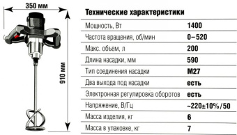 Дрель-миксер Зубр МРД-1400 1400Вт патрон:кулачковый от магазина РЭССИ