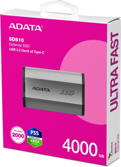 Накопитель SSD A-Data USB-C 4TB SD810-4000G-CSG SD810 1.8" серый от магазина РЭССИ