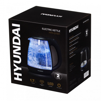Чайник электрический Hyundai HYK-G1001 1.7л. 2200Вт черный (корпус: стекло) от магазина РЭССИ