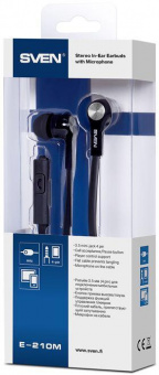 Гарнитура вкладыши Sven E-210M 1.2м черный проводные в ушной раковине (SV-015732) от магазина РЭССИ