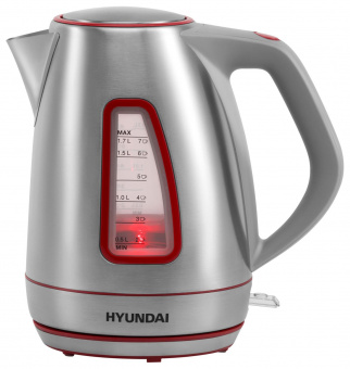 Чайник электрический Hyundai HYK-S3601 1.7л. 2000Вт серебристый/красный (корпус: нержавеющая сталь) от магазина РЭССИ